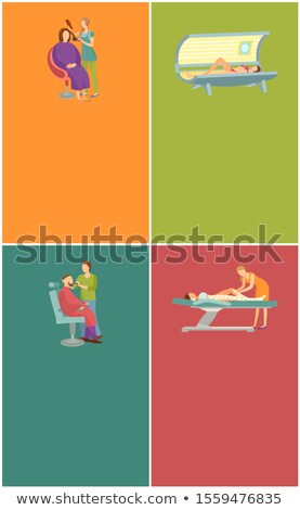 Stock photo: Tanning Body Wrap And Barber Shop Web Posters