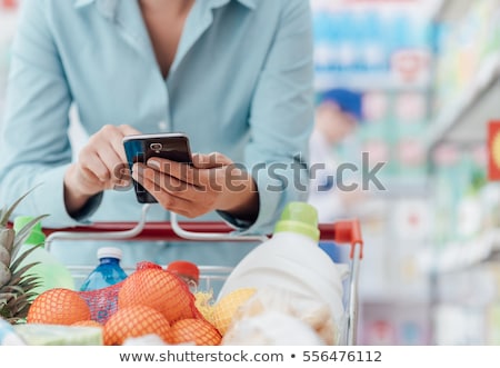 ストックフォト: Woman Smartphone Food Purchase