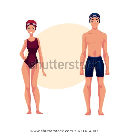 Stockfoto: Man And Woman Swimming In Water Swimmer Vector