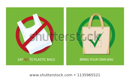 Zdjęcia stock: Pollution Problem Concept Say No To Plastic Bags Bring Your Own Textile Bag Vector Illustration