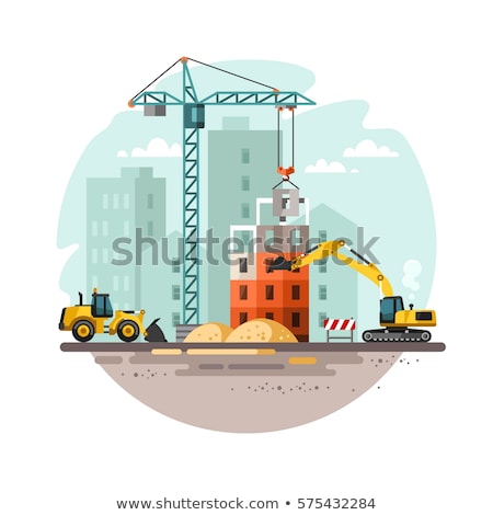 Zdjęcia stock: Construction Of City Build And Bulldozer Vector