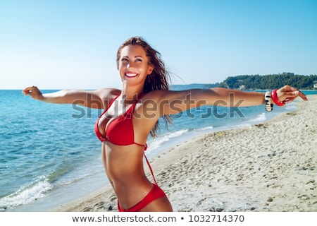 Beautiful Woman In Red Bikini Stockfoto © MilanMarkovic78