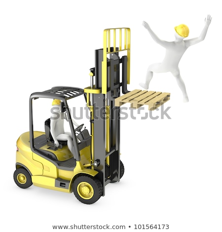 Zdjęcia stock: Abstract White Man Falling From Lift Truck Fork