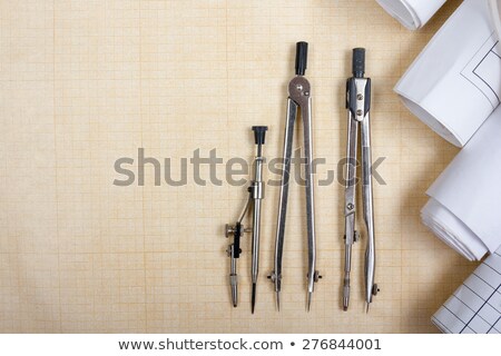 Stock photo: Blueprints Rolls Compass