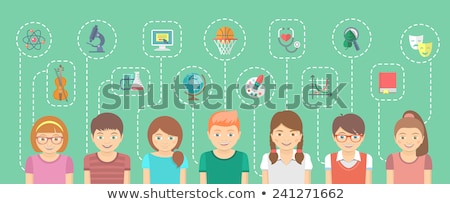 Foto stock: Genius Girl Interests Conceptual Infographics