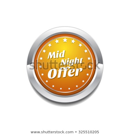 Сток-фото: Midnight Offer Yellow Vector Icon Button