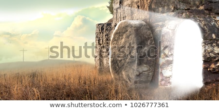 Stock foto: The Cross Of Jesus Christ On The Hills And Dramatic Clouds