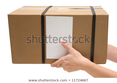 Foto stock: Postman Delivering Packet Wrapped As Present