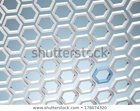 Foto stock: White Honey Combs Whith Blue Hexagon