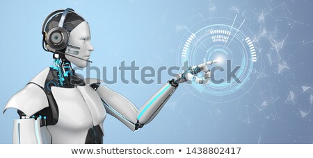 Foto stock: Humanoid Robot Headset Click Hud