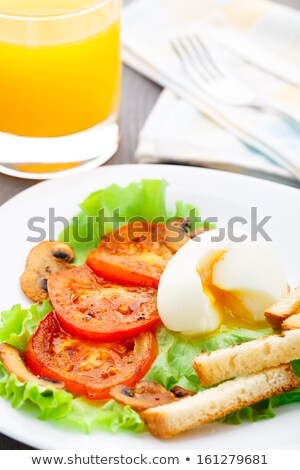 Light Breakfast With Soft Egg Tomato And Croutons Сток-фото © Vankad