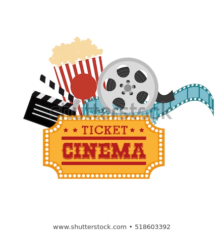 Zdjęcia stock: Movie Clapper With Film Reel And Snack Food