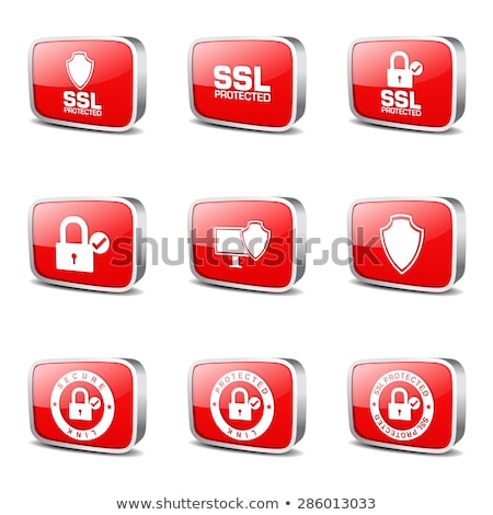 Stockfoto: Ssl Protected Link Red Vector Icon Button