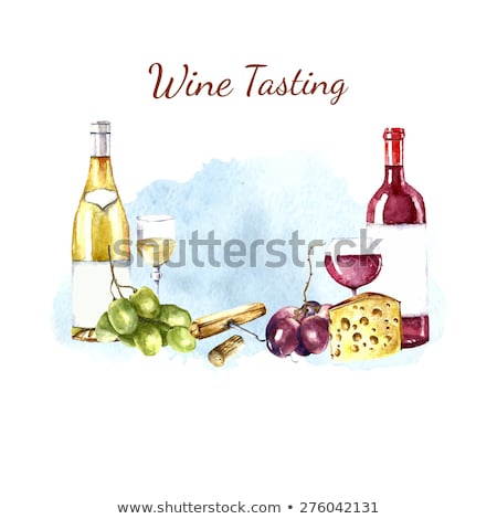 Zdjęcia stock: Glass Of Wine Cheese And Ripe Grapes Isolated On White