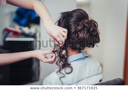 Stock photo: Hairdresser Styling Customers Hair