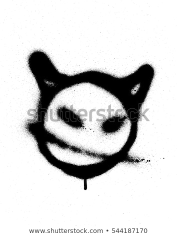 Stock photo: Graffiti Sprayed Devil Emoticon In Black On White