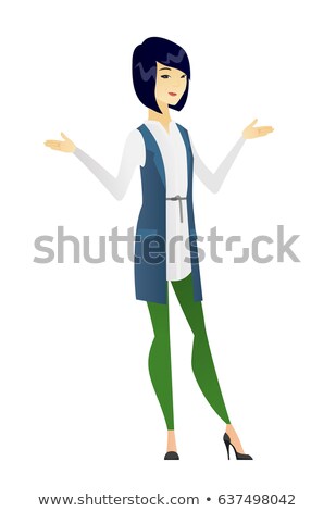 Foto stock: Asian Confused Business Woman With Spread Arms