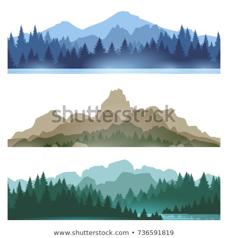 Stock fotó: Set Of Nature Landscape Backgrounds With Silhouettes Of Mountains And Trees Vector Illustration