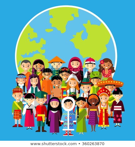 Сток-фото: Multicultural National Ethnic People Cartoon Avatars Icons Set