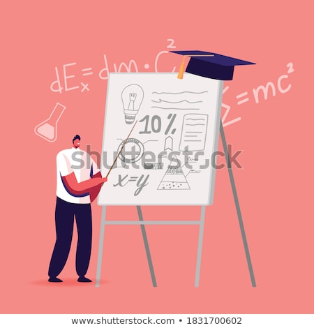 Zdjęcia stock: Man Presenting Project At The Blackboard Cartoon