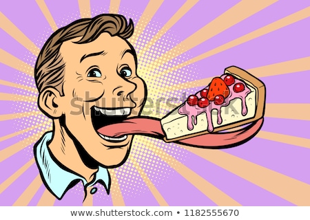 Stockfoto: Man With A Cake In A Long Tongue