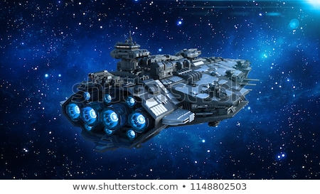 ストックフォト: Spaceship Flying In Deep Space