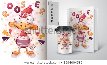 Crazy Rooster Poster And Merchandising ストックフォト © rwgusev