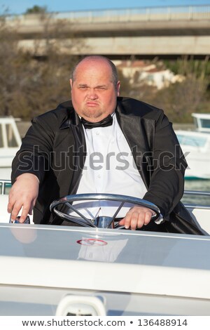 Fat Man In Tuxedo On Deck Boat ストックフォト © Discovod