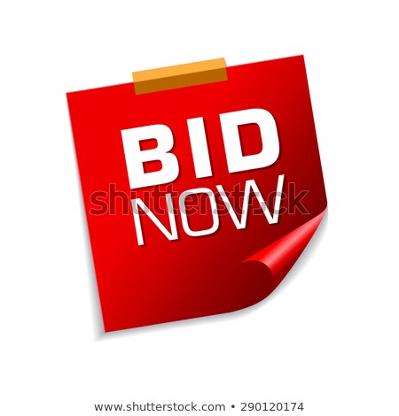 Foto stock: Bid Now Red Sticky Notes Vector Icon Design