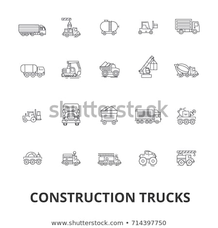 [[stock_photo]]: Hydraulic Excavator Truck Thin Line Icon