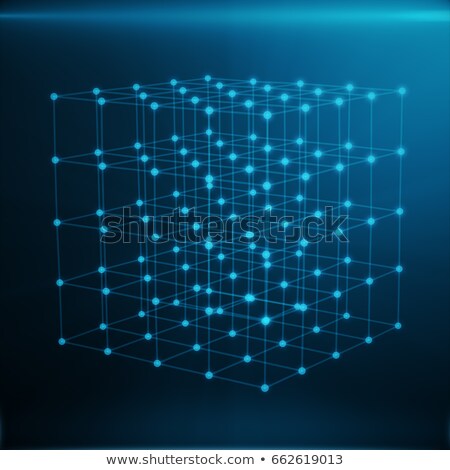 Foto stock: Wireframe Mesh Polygonal Cube