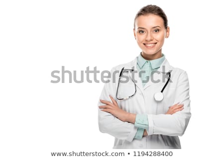 [[stock_photo]]: Young Beautiful Female Doctor With Crossed Arms Isolated On White Background