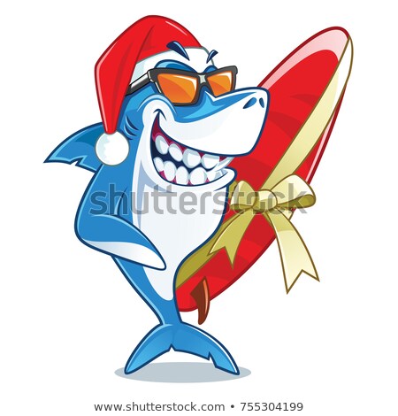 [[stock_photo]]: Cool Santa With Surfboard And Sunglasses Cartoon