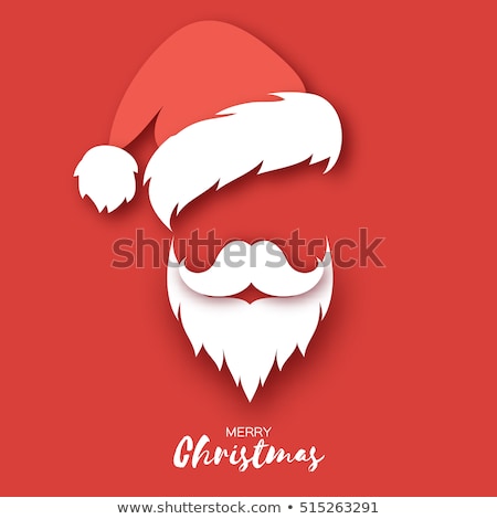 Stock fotó: Merry Christmas Poster Person In Santa Claus Hat