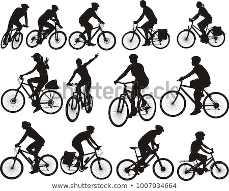 Stock fotó: Bicycle Riding Bike Cyclists Silhouettes Set