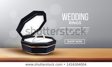 Stockfoto: Ring With Heart Form In Box Landing Page Vector