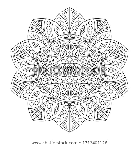 Foto stock: Round Lace Vector Black Pattern Retro Mandala Design With Flowers And Swirls On White Background