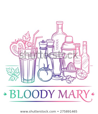 Stockfoto: Bloody Mary Cocktails With Ice Cubes And Celery Isolated On Black