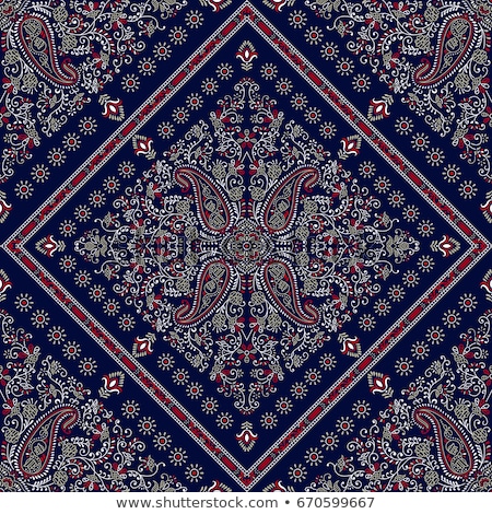 ストックフォト: Vector Ornament Bandana Print Traditional Ornamental Ethnic Pattern With Paisley And Flowers Silk
