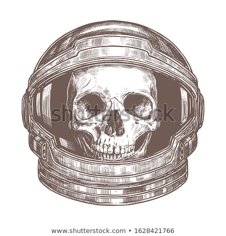 Stok fotoğraf: Hand Drawn Sketch Skull With Helmet