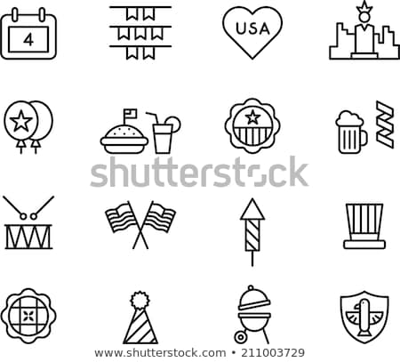 Сток-фото: Usa American Flag With Statue Of Liberty Skyline Silhouette