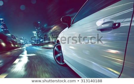 Stock fotó: Driving A Car At Night