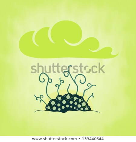 Spring Green Sprouts In Soil Under Sky Sunrise [[stock_photo]] © sidmay