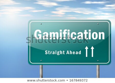 Stockfoto: Gamification On Highway Signpost