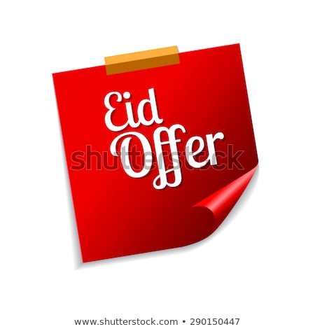 Сток-фото: Eid Offer Red Sticky Notes Vector Icon Design