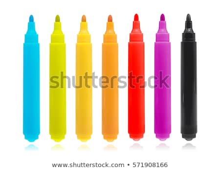 Foto stock: Group Of Felt Tip Bright Color Markers On White Background