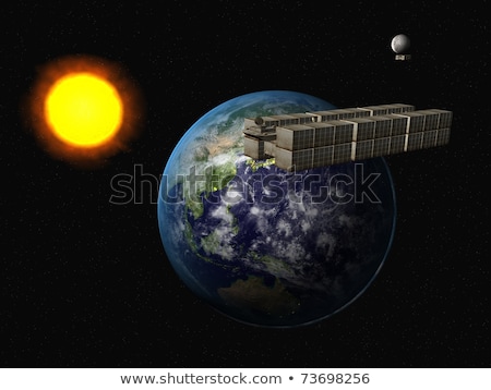 [[stock_photo]]: Avire · à · ordures · dans · le · système · solaire · au-dessus · de · la · terre