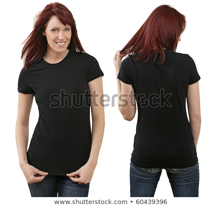 ストックフォト: Redhead Woman Posing With Blank Black Shirt
