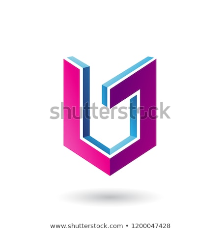 Сток-фото: Blue And Magenta Shield Like 3d Shape Vector Illustration