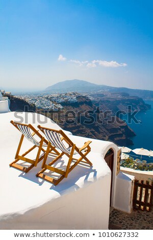 Stock photo: Sunbeds On Santorini